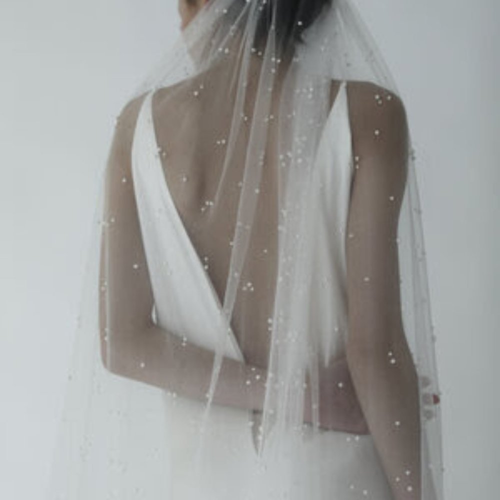 A.B. ELLIE Pearl Wedding Veil - Chapel Length